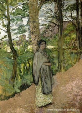 Vrouw in grijs in een steegje Vrouw in grijs in een steegje