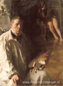 Zelfportret met een model Zelfportret met een model