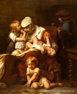 Jonge moeder en haar kinderen Jonge moeder en haar kinderen