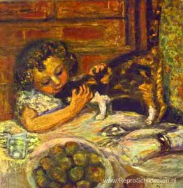 Klein meisje met een kat Klein meisje met een kat
