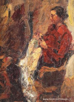 De vrouw van de kunstenaar, naaien De vrouw van de kunstenaar, naaien