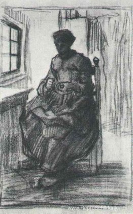 Interieur met naaiende boerin Interieur met naaiende boerin