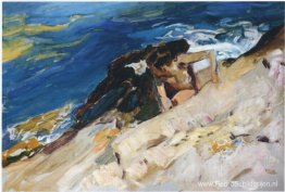 Op zoek naar krabben tussen de rotsen, Javea Op zoek naar krabben tussen de rotsen, Javea
