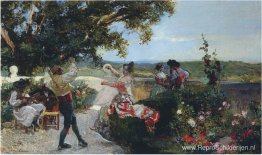 Valenciaanse dans in een sinaasappelboomgaard Valenciaanse dans in een sinaasappelboomgaard