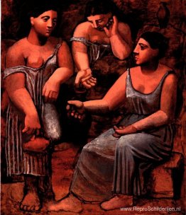 Drie vrouwen bij een fontein Drie vrouwen bij een fontein