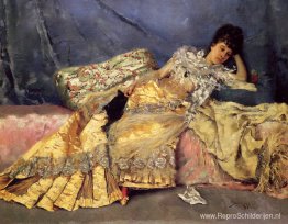 Dame Op Een Roze Divan Dame Op Een Roze Divan