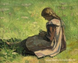 Meisjeszitting in het gras Meisjeszitting in het gras