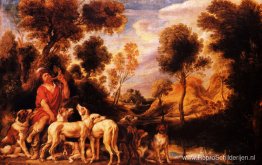 Jager met zijn honden Jager met zijn honden