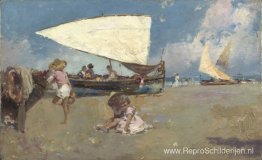 Kinderen op een zonnig strand Kinderen op een zonnig strand