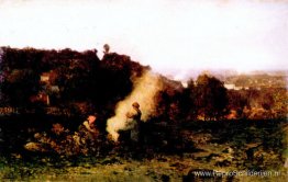 Houtvuur in het land Houtvuur in het land