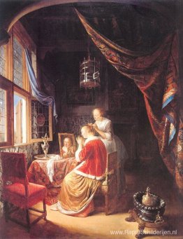 De dame aan haar kaptafel De dame aan haar kaptafel