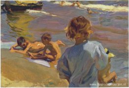 Kinderen op het strand, Valencia Kinderen op het strand, Valencia