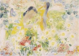 Twee meisjes in de bloementuin Twee meisjes in de bloementuin