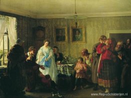 Felicitatie van de verloofde in het huis van de verhuurder Felicitatie van de verloofde in het huis van de verhuurder