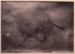 Tekening van een kameel en een ruiter Tekening van een kameel en een ruiter