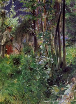 Een vrouw in een bos Een vrouw in een bos