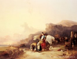 Het lossen van de vangst, in de buurt van Benchurch, Isle Het lossen van de vangst, in de buurt van Benchurch, Isle