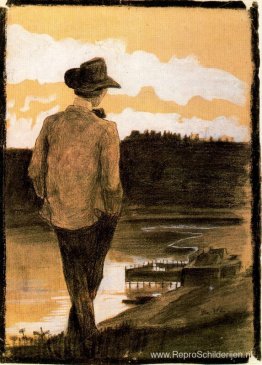 Jonge man op een rivieroever Jonge man op een rivieroever