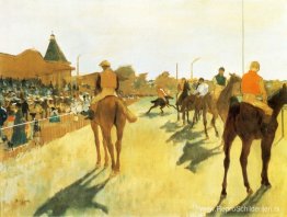 Renpaarden vóór de tribunes Renpaarden vóór de tribunes