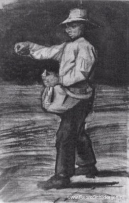 Man die kippen voedt of zaait Man die kippen voedt of zaait