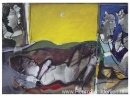 Slapende vrouw onder het maanlicht Slapende vrouw onder het maanlicht