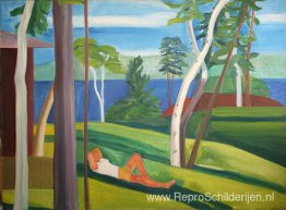 Maine-landschap met figuur Maine-landschap met figuur