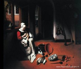 Vrouw die een eend plukt Vrouw die een eend plukt