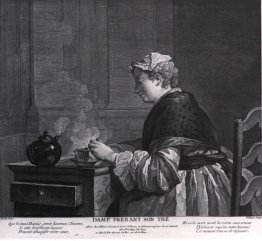 Een dame die thee drinkt Een dame die thee drinkt