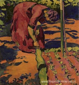 Vrouw in de tuin Vrouw in de tuin