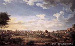 Uitzicht op Rome vanaf de berg Mario, in het zuidoosten Uitzicht op Rome vanaf de berg Mario, in het zuidoosten