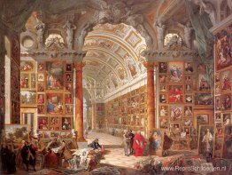 Interieur van een schilderijengalerij met de collectie van kardi Interieur van een schilderijengalerij met de collectie van kardi