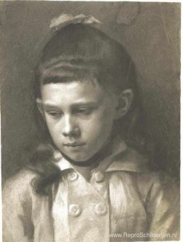 Portret van een meisje, hoofd iets naar links gedraaid Portret van een meisje, hoofd iets naar links gedraaid