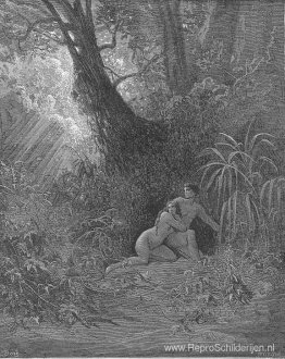 Zij hoorden het, en verborgen zich voor Zijn aanwezigheid tussen Zij hoorden het, en verborgen zich voor Zijn aanwezigheid tussen