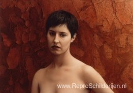 Vrouw met rode muur Vrouw met rode muur