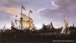 Aankomst van een Nederlandse driemaster op Schloss Kronberg Aankomst van een Nederlandse driemaster op Schloss Kronberg