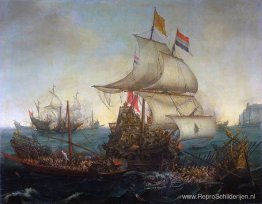 Nederlandse schepen rammen Spaanse galeien voor de Vlaamse kust Nederlandse schepen rammen Spaanse galeien voor de Vlaamse kust