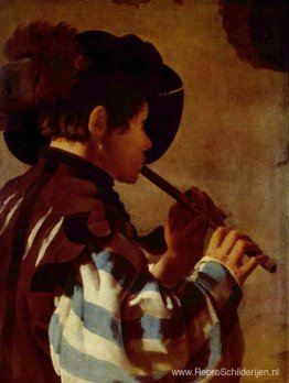 Jongen die een Fife speelt Jongen die een Fife speelt