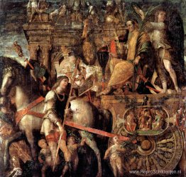 Julius Caesar op een triomfwagen Julius Caesar op een triomfwagen