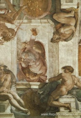 Plafond Sixtijnse Kapel: God verdeelt land en water Plafond Sixtijnse Kapel: God verdeelt land en water