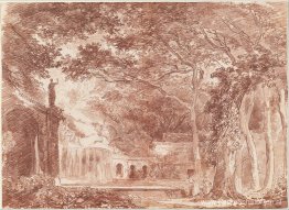 De ovale fontein in de tuinen van de Villa d'Este, Tivoli De ovale fontein in de tuinen van de Villa d'Este, Tivoli