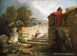 Een scène op het terrein van de Villa Farnese, Rome Een scène op het terrein van de Villa Farnese, Rome