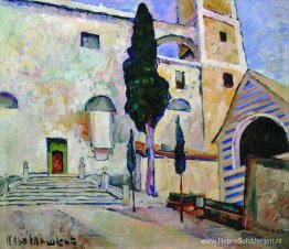 Cipres in de kathedraalmuren. Italië Cipres in de kathedraalmuren. Italië