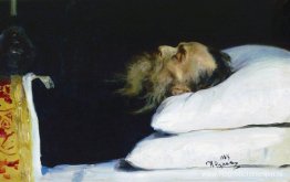 Historicus Nikolai Kostomarov in een kist Historicus Nikolai Kostomarov in een kist