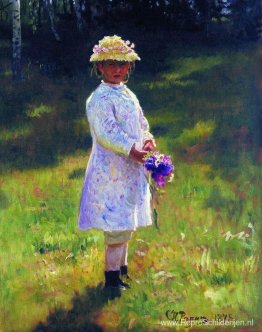 Meisje met bloemen. Dochter van de kunstenaar. Meisje met bloemen. Dochter van de kunstenaar.