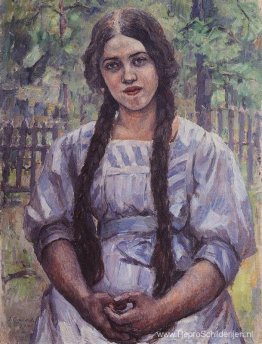 Een meisje met vlechten. Portret van A.A. Dobrinskaya. Een meisje met vlechten. Portret van A.A. Dobrinskaya.