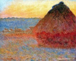Graanstapel, indruk in roze en blauw Graanstapel, indruk in roze en blauw
