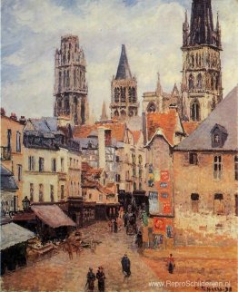 Rue de l'epicerie in Rouen, op een grijze ochtend Rue de l'epicerie in Rouen, op een grijze ochtend