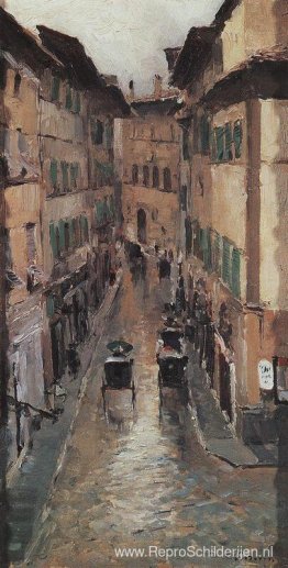 Een Florencestraat in de regen Een Florencestraat in de regen