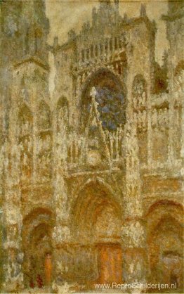 Kathedraal van Rouen, de poort, grijs weer Kathedraal van Rouen, de poort, grijs weer