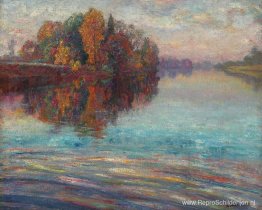 Zonsondergangeffect op het meer Zonsondergangeffect op het meer